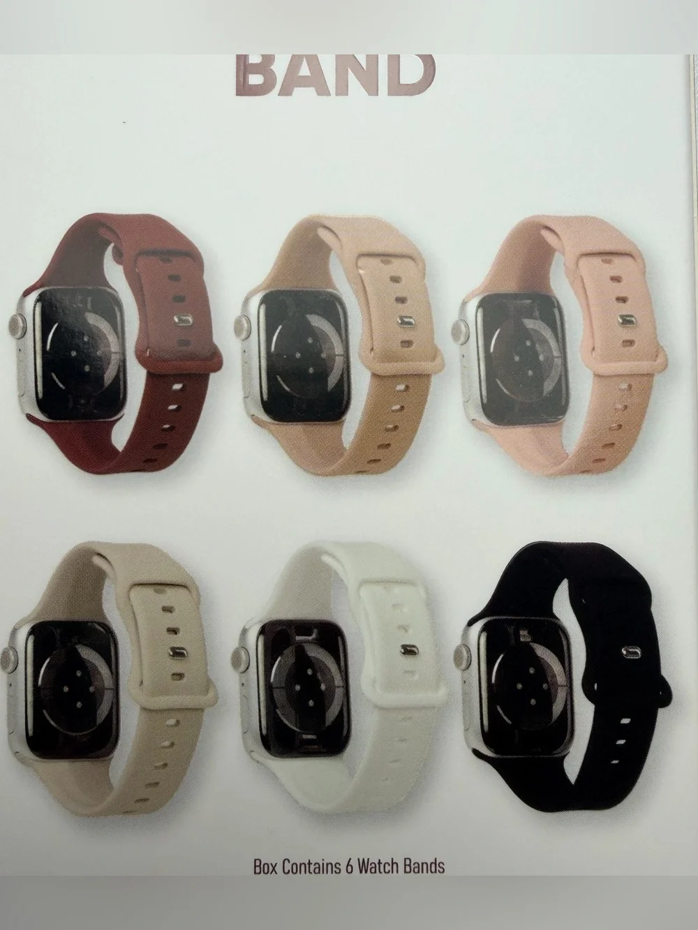 6-Pack Silicone Watch Bands for Smartwatches - Multi-Color